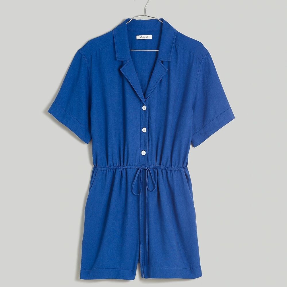 Madewell Nwt Button Front Linen Romper Size Xl In… - image 5